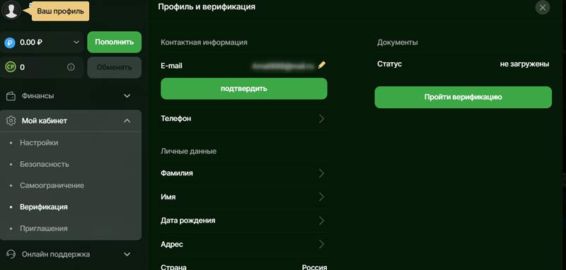 Окно для идентификации